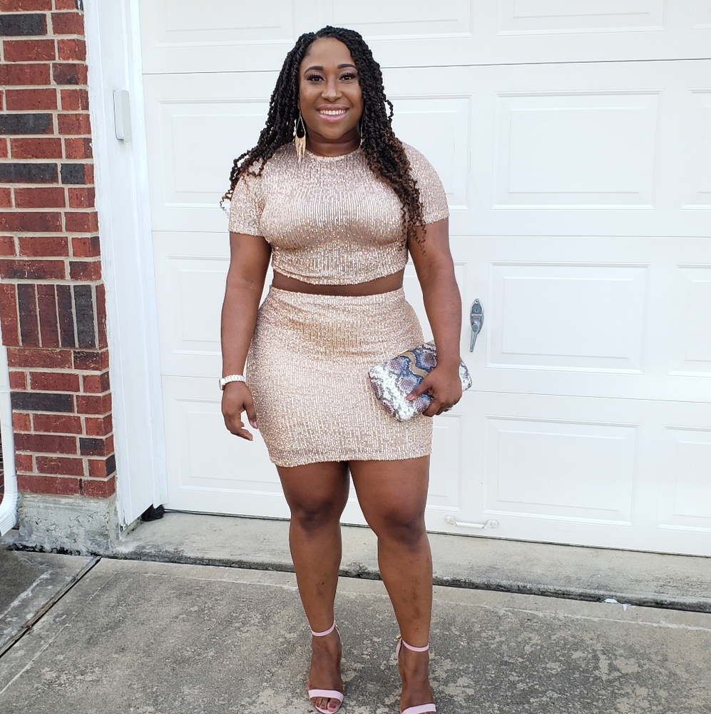 Sequined rose gold 2 piece set